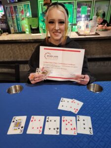 McKenna won her Bally's $100 voucher when her KKK44 were beaten by 4444. She then played in a Thursday tournament and took 4th place to cash.